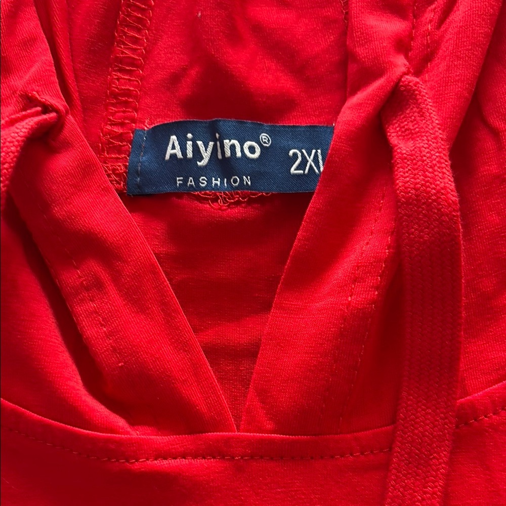 Vibrant Red Hooded Short Sleeve Light Sweatshirt